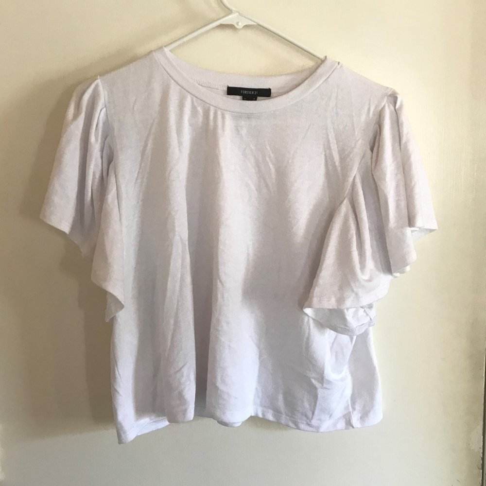 White Blouse Top Batwing Sleeves Forever 21 Medium